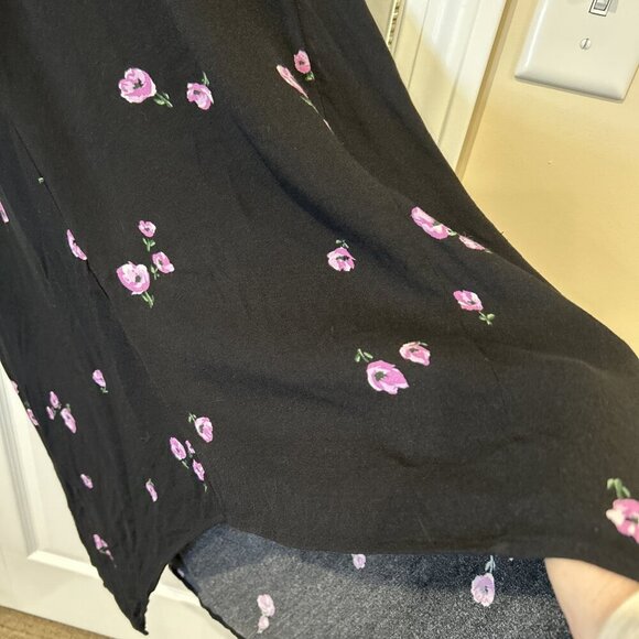 Equipment‎ Femme Womens Slip Dress L Black Floral Print Maxi High Low Elegant - Picture 6 of 12